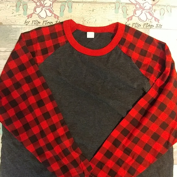 raglan shirts with buffalo plaid sleeves